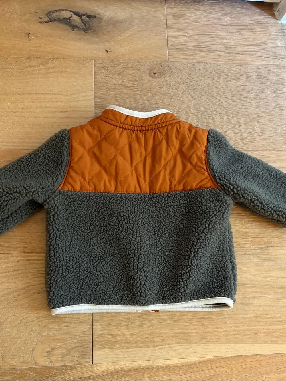 Old Navy Sherpa Fleece Jacket | Olive & Rust | 3–6 Months